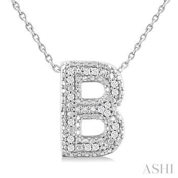 Sterling Silver Bubble Initial Diamond Pendant