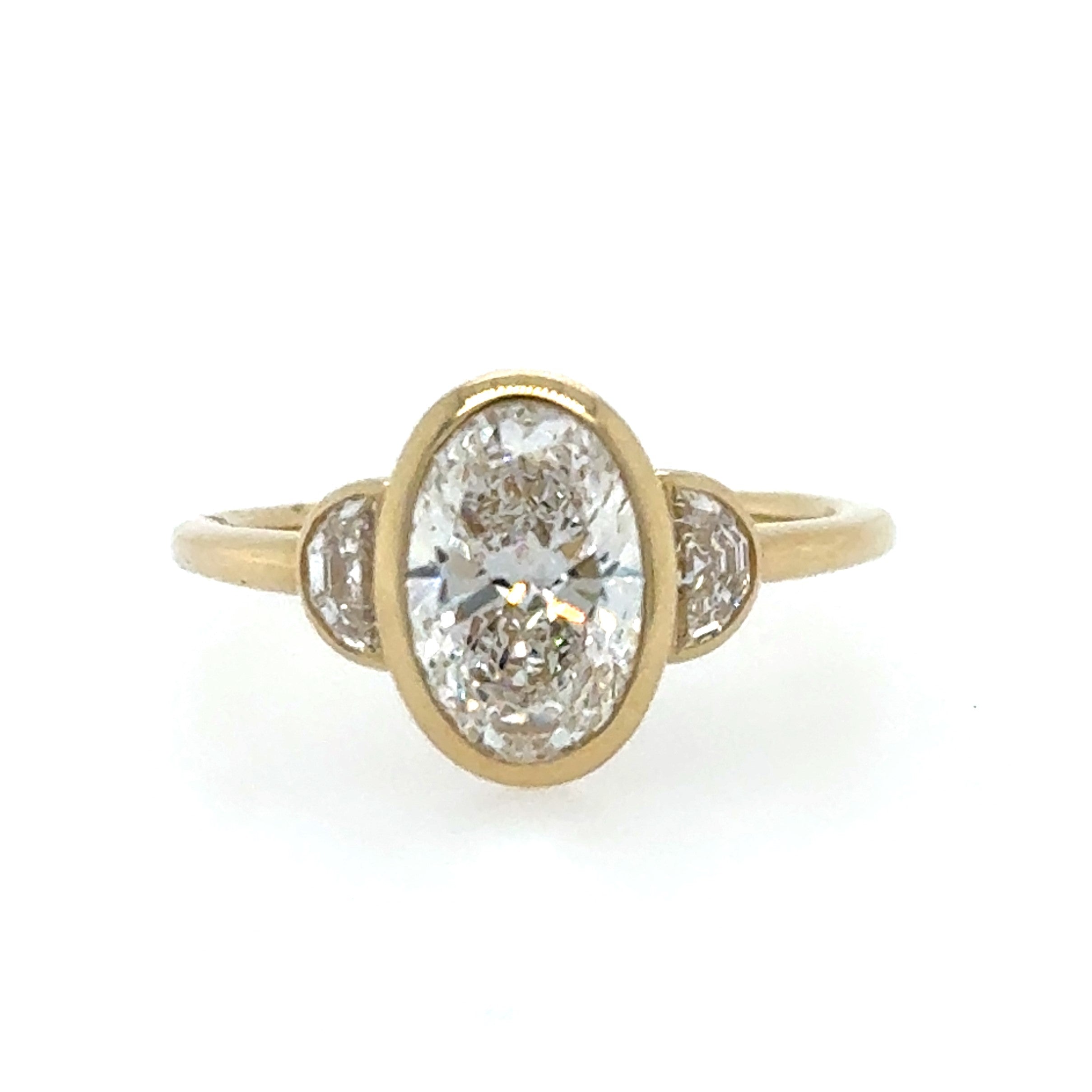 14 Karat 3 Stone Oval Diamond Engagement Ring