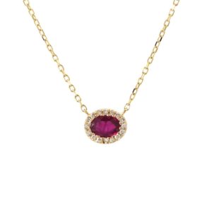 14K Yellow Gold Ruby Necklace