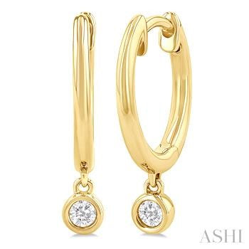 10K Yellow Gold Small Hoop Diamond Earrings