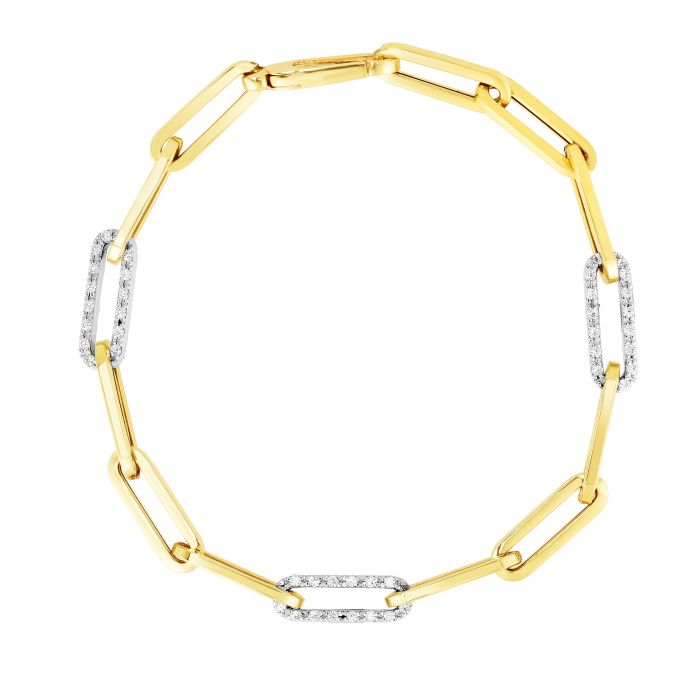 14K Yellow Gold Diamond Paperclip Bracelet
