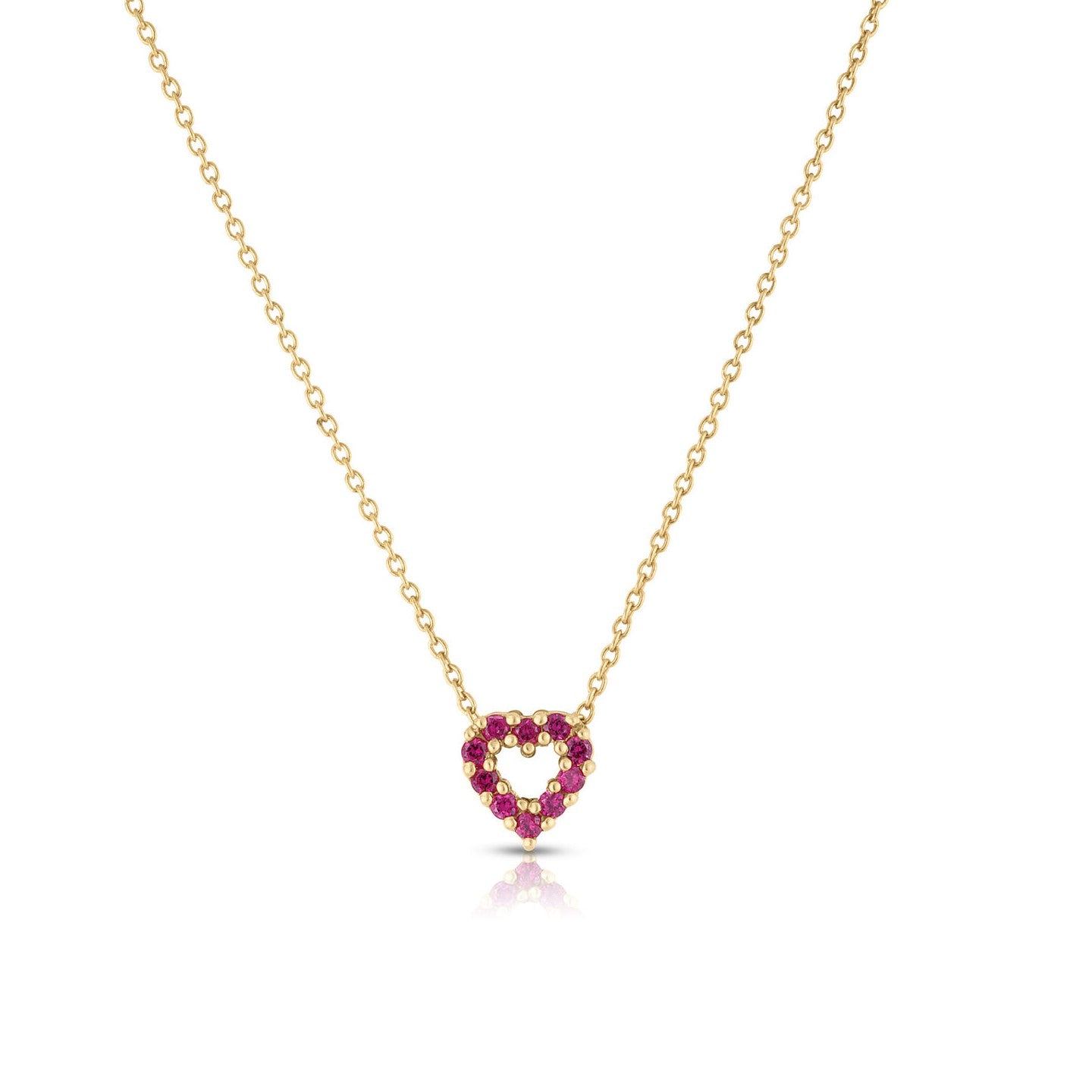 18K Yellow Gold Ruby And Diamond Heart Pendant