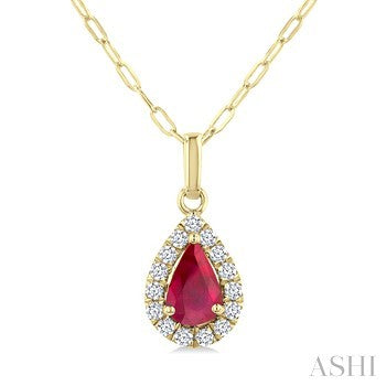14K Yellow Gold Ruby Pendant