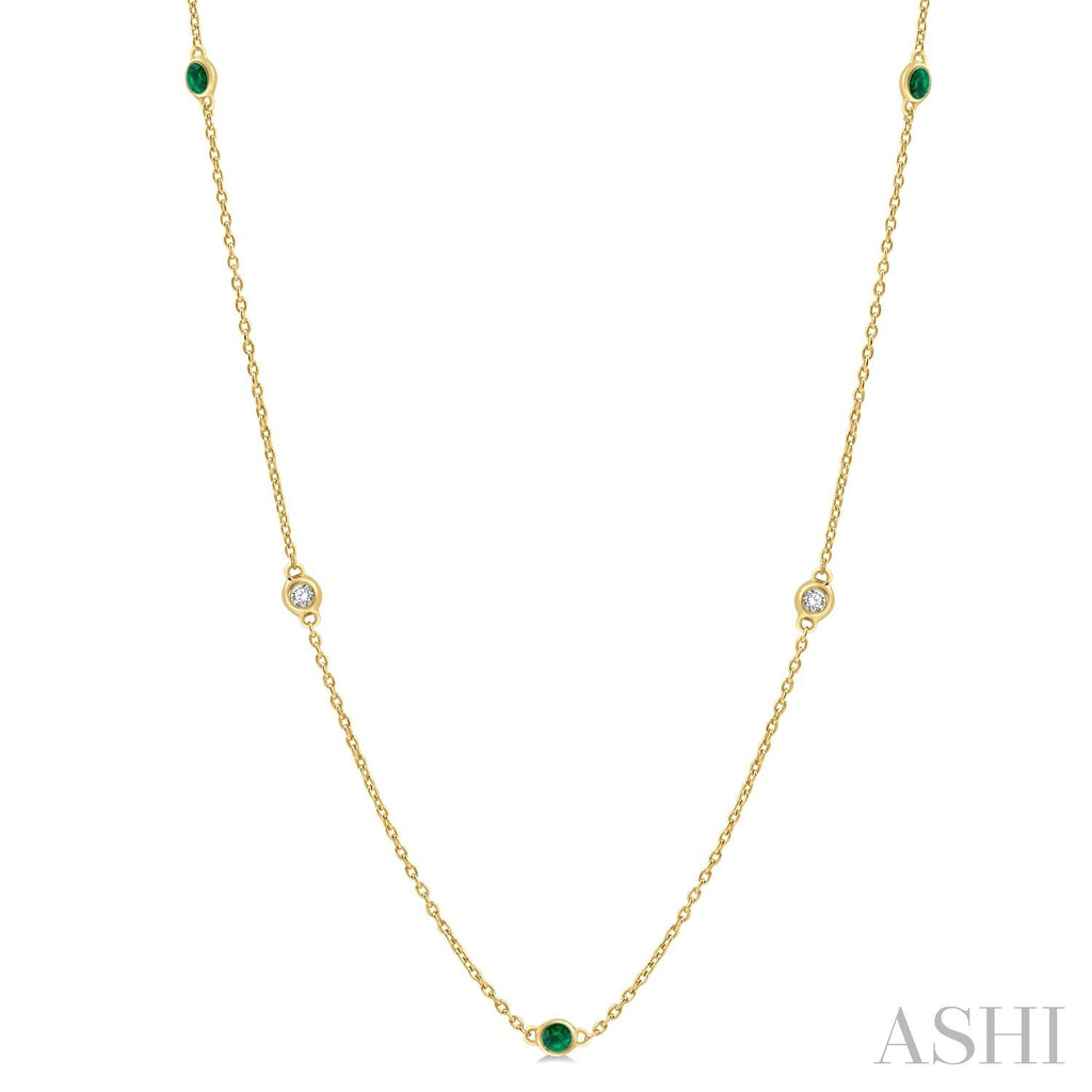 14K Yellow Gold Emeralds Necklace
