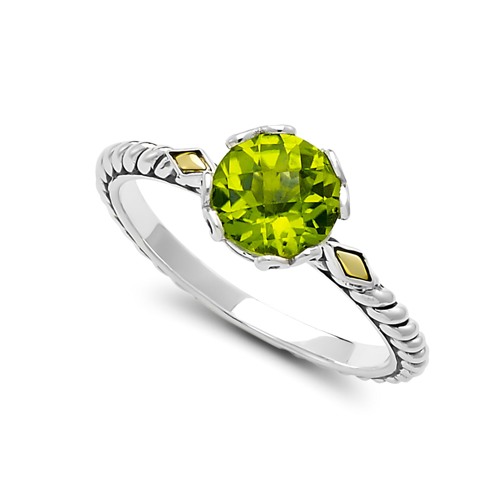 Sterling Silver And 18K Yellow Gold Peridot Ring