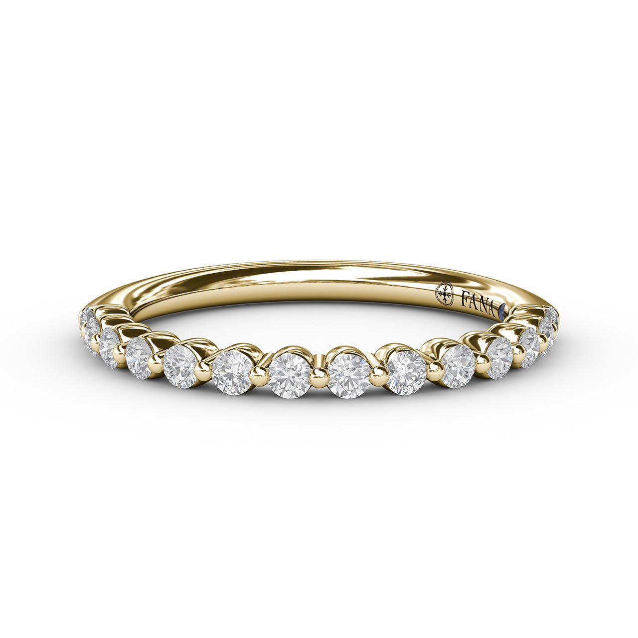 14K Yellow Gold Shared Prong Diamond Wedding Band