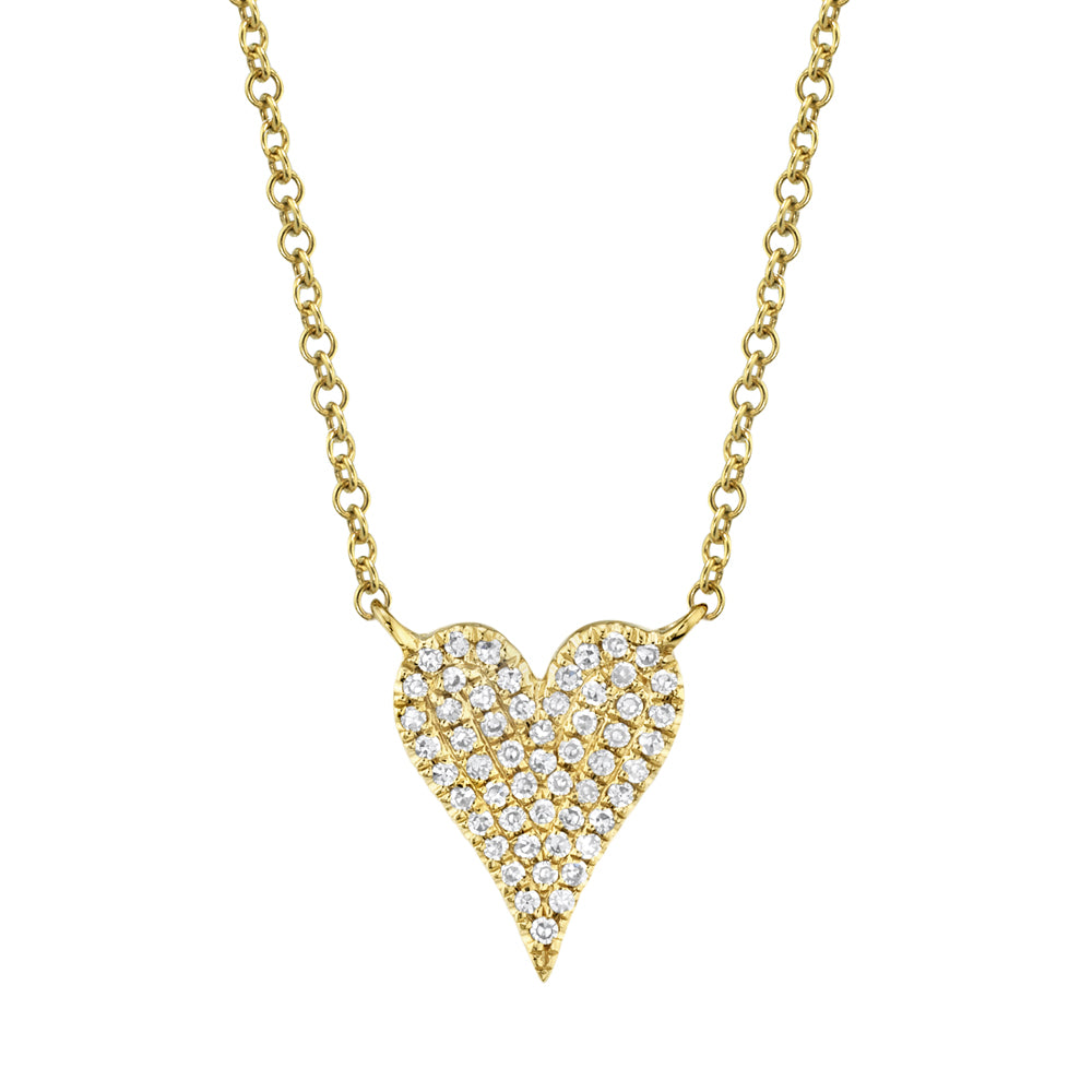 14K Yellow Gold Heart Diamond Pendant