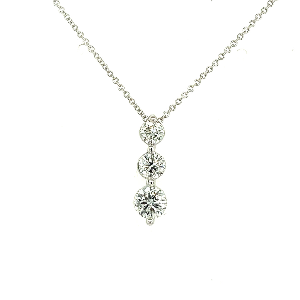 14k White Gold 3 Stone Diamond Pendant