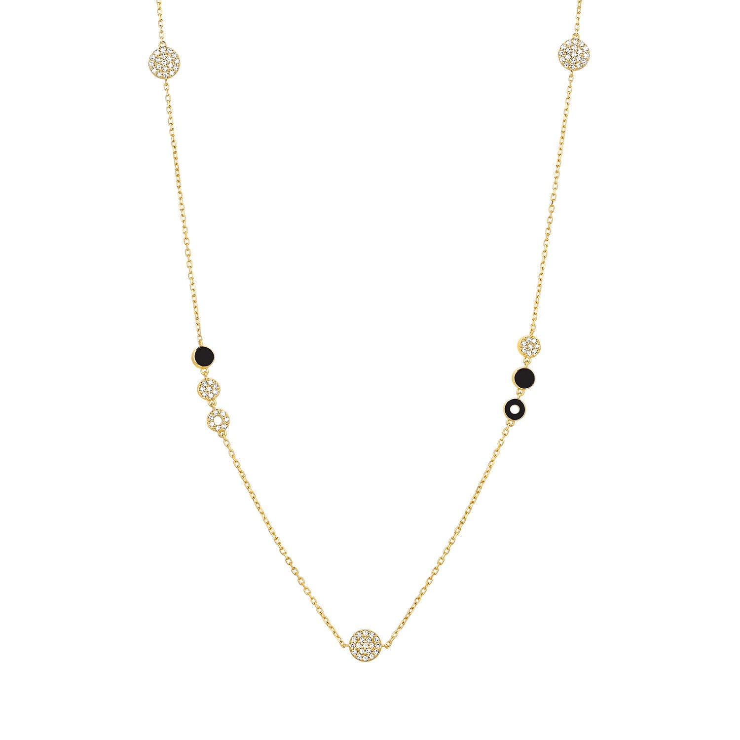 14K Yellow Gold Station Diamond Pendant