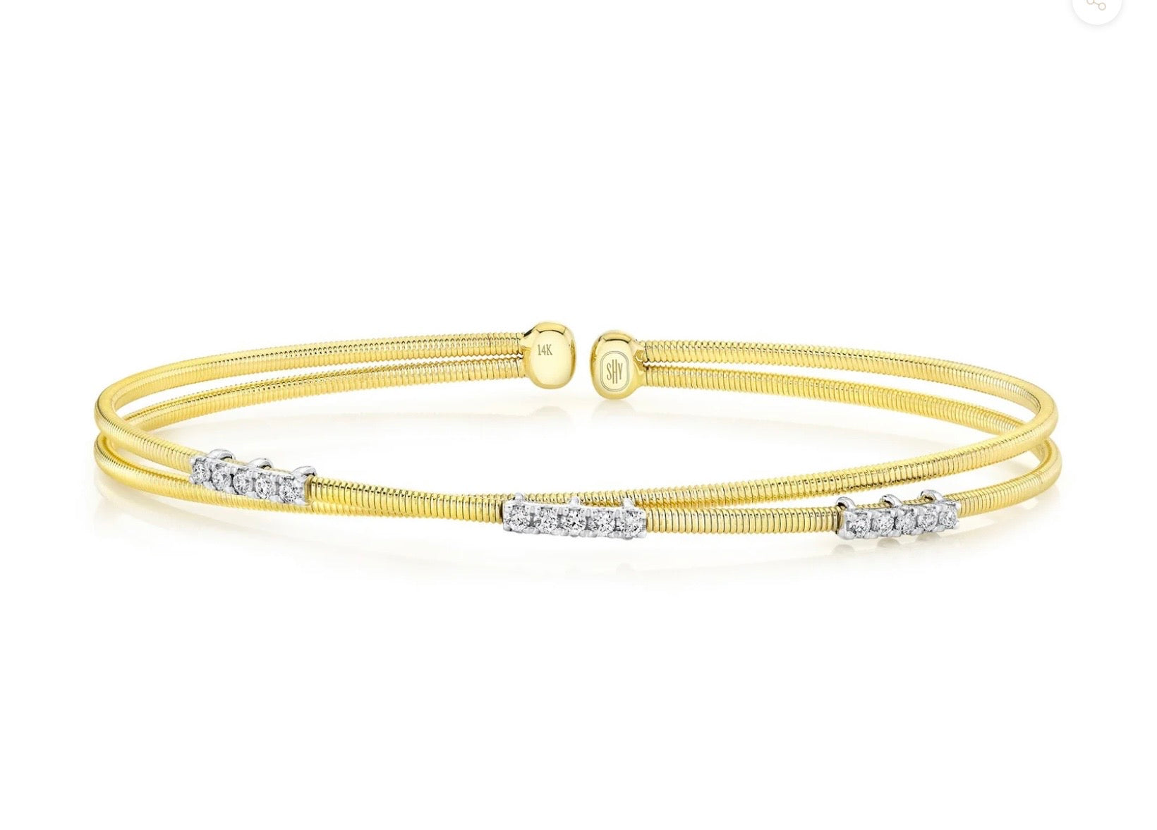 14 Karat Diamond Bangle Bracelet - Shy Creation