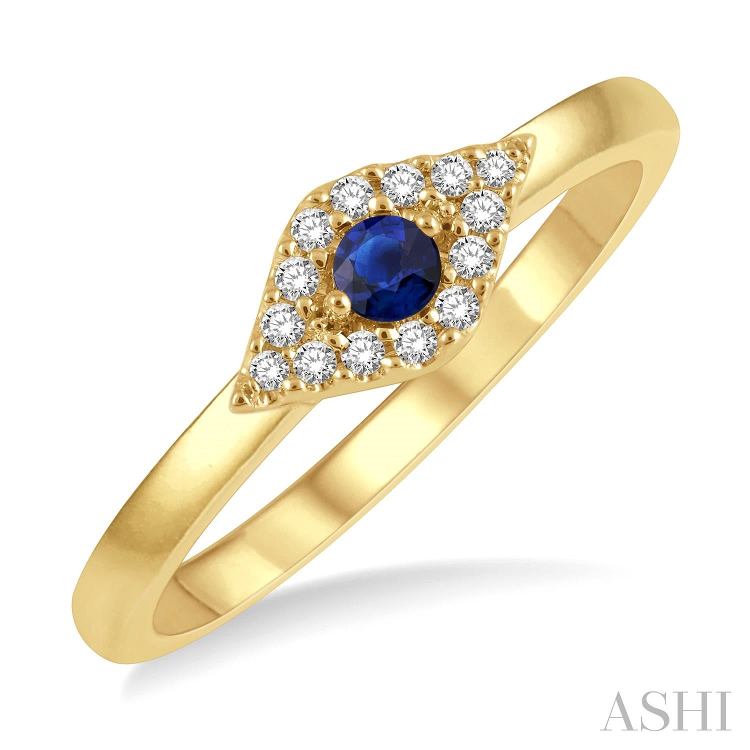 10K Yellow Gold Evil Eye Diamond Fashion Ring