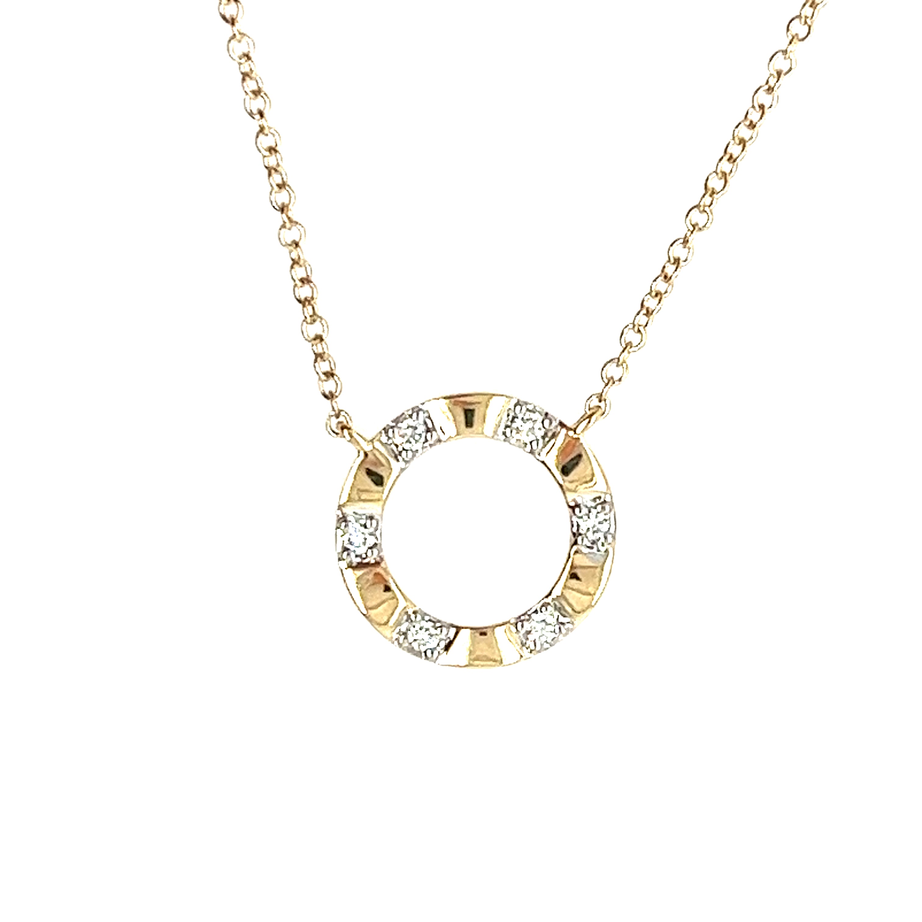 14K Yellow Gold Circle Diamond Pendant