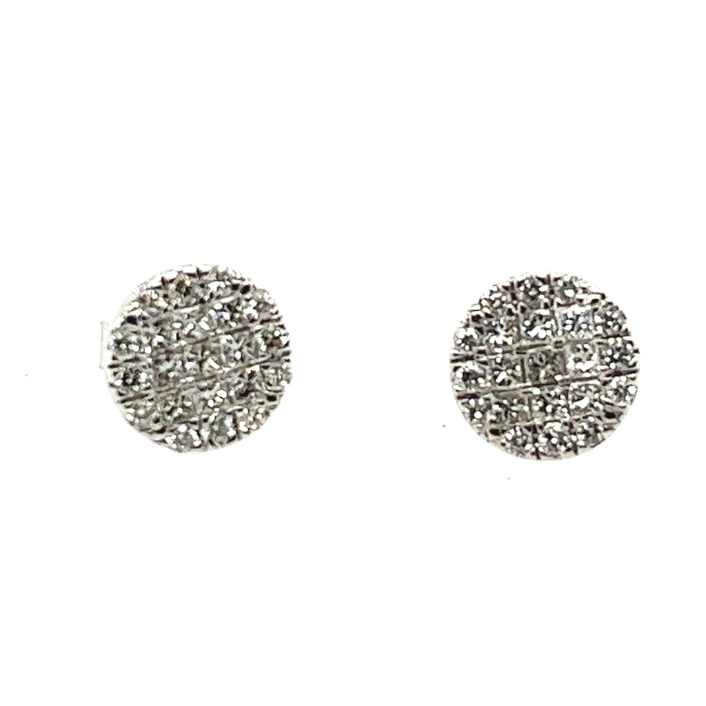 14k White Gold Button Earrings