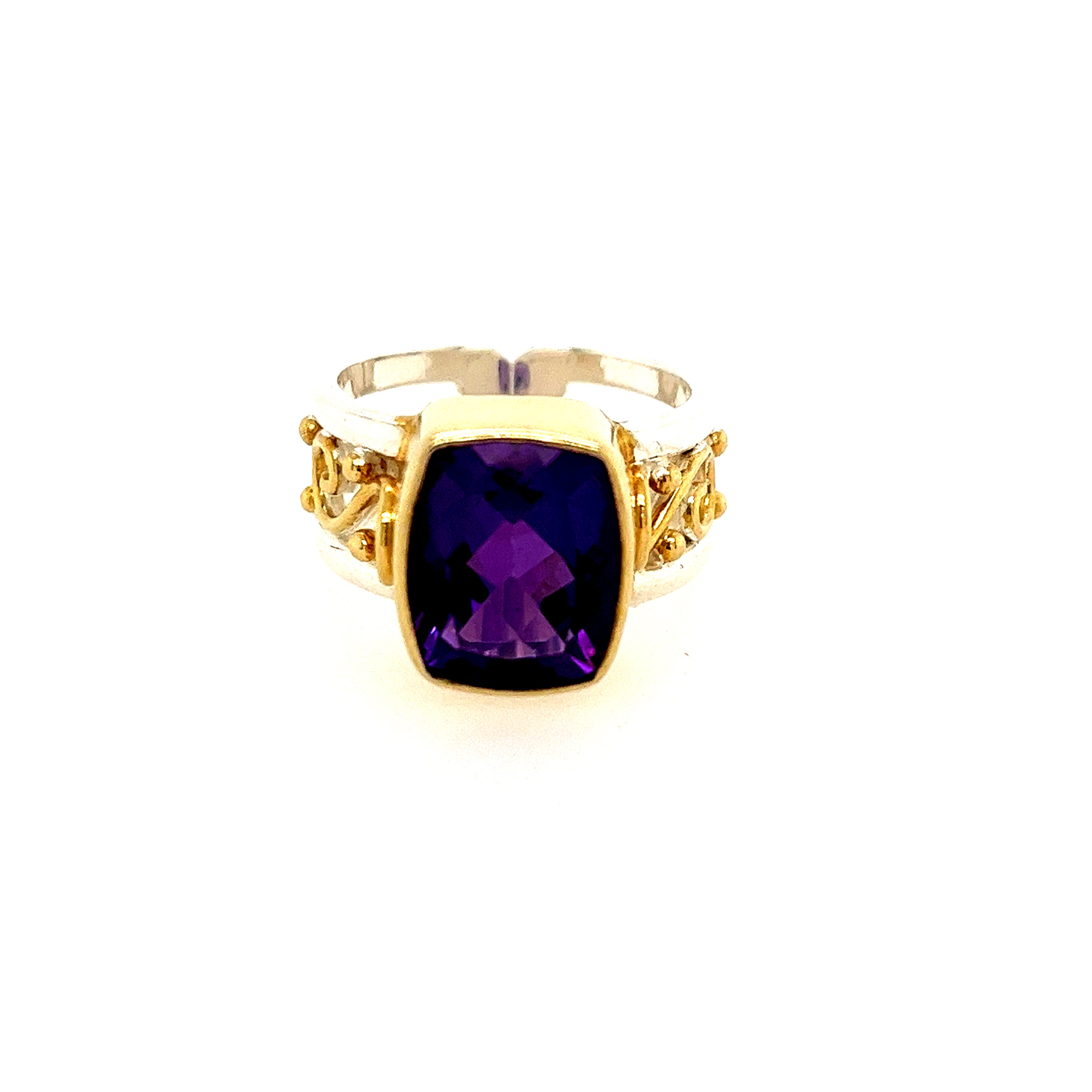 Sterling Silver And Vermeil Amethyst Ring