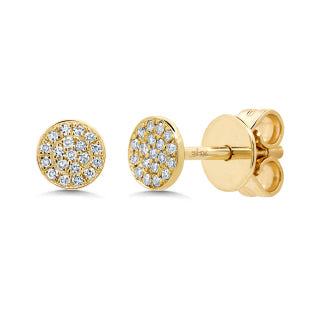 14K Yellow Gold Button Diamond Earrings