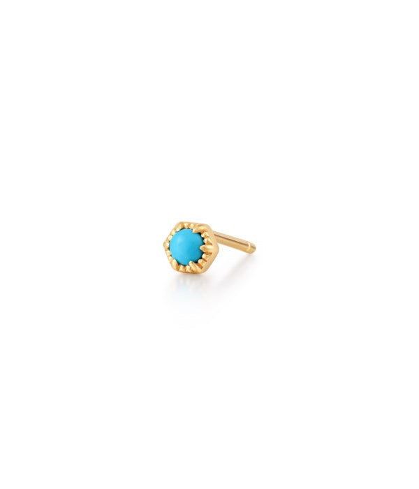 14K Yellow Gold Turquoise Earrings