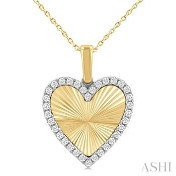 10K Yellow And White Gold Heart Diamond Pendant