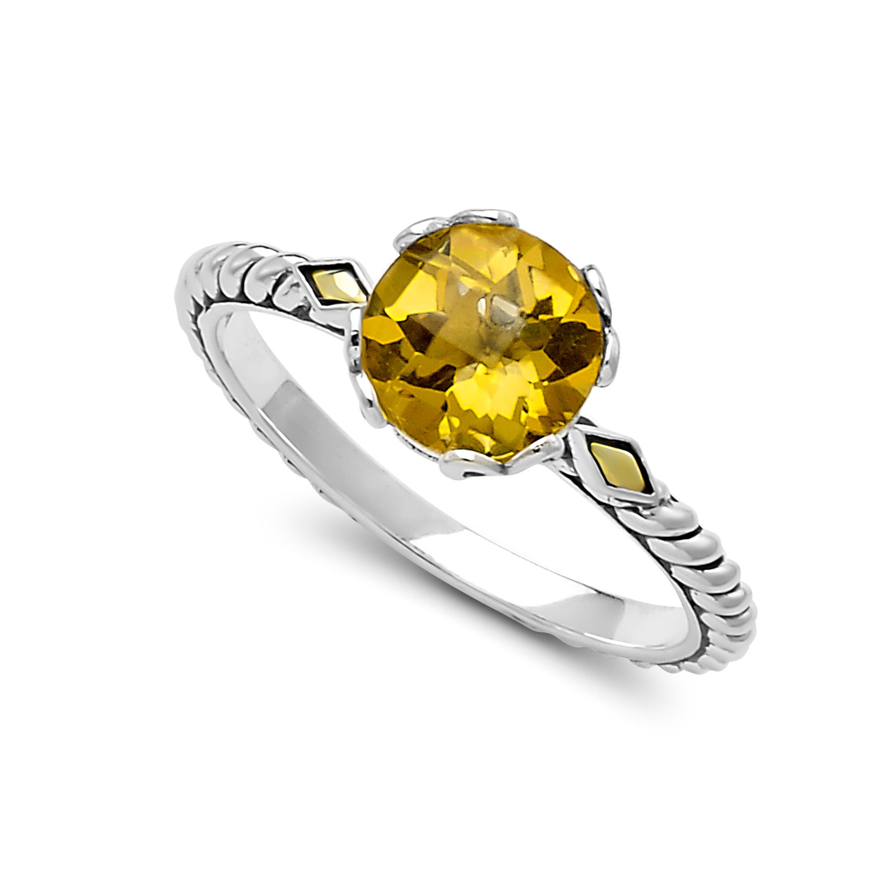 Sterling Silver And 18K Yellow Gold Citrine Ring