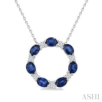 14k White Gold Sapphires Pendant