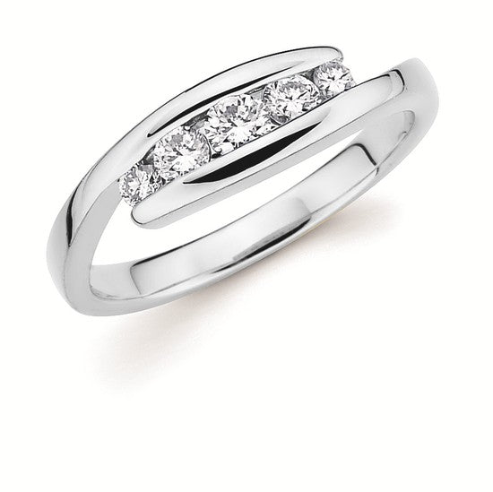 14k White Gold 5 Stone Diamond Fashion Ring