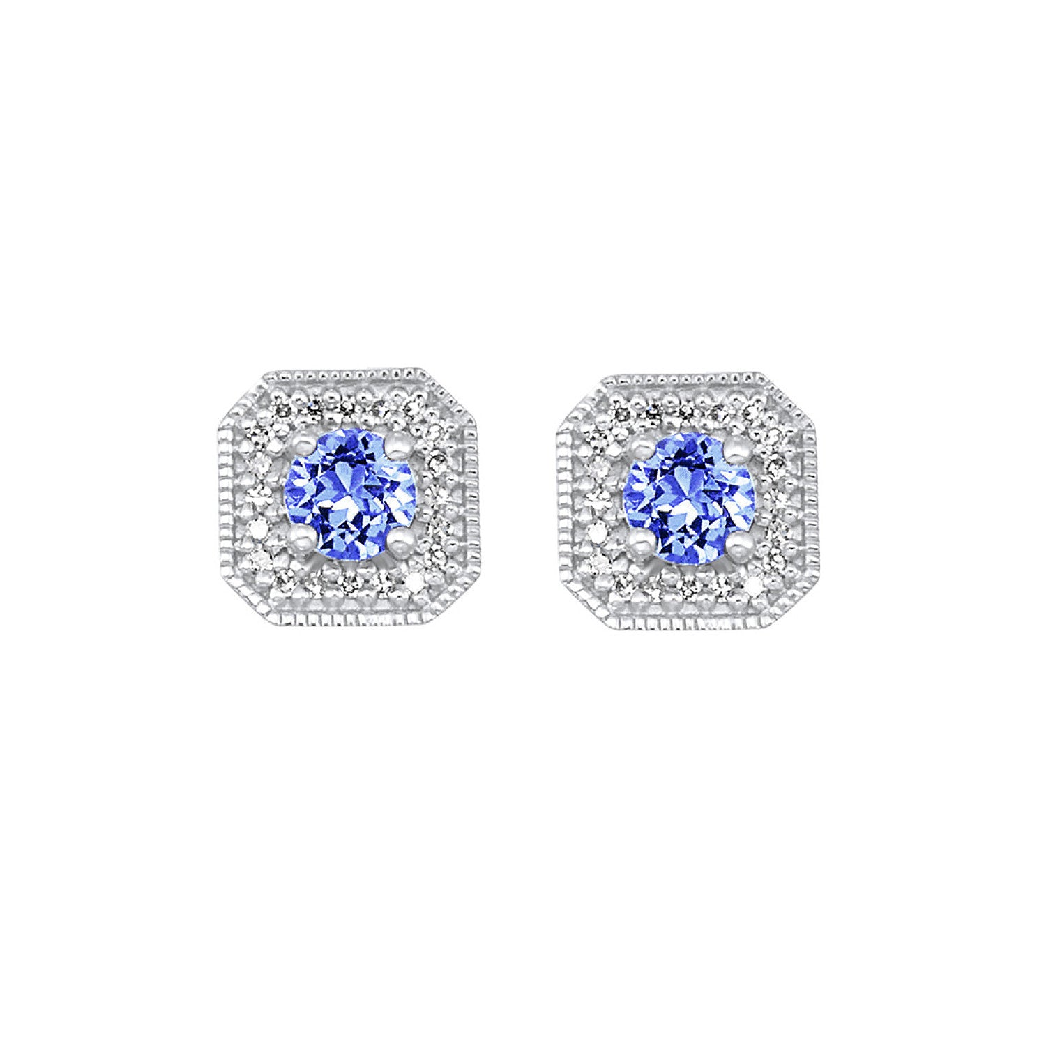 10K White Gold Created Sapphires Earrings