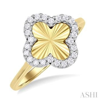 10K Yellow And White Gold Clover Diamond Fashion Ring