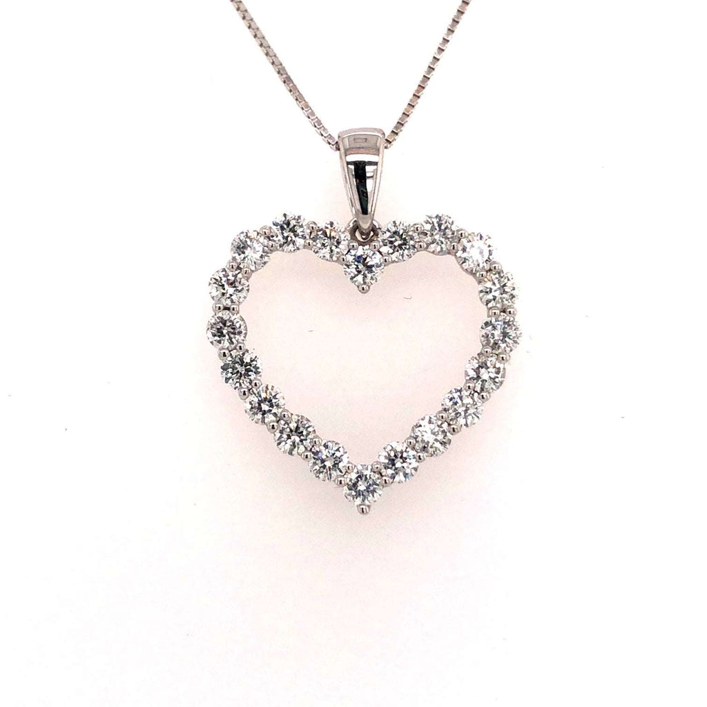 14k White Gold Heart Lakeshore Diamond Pendant