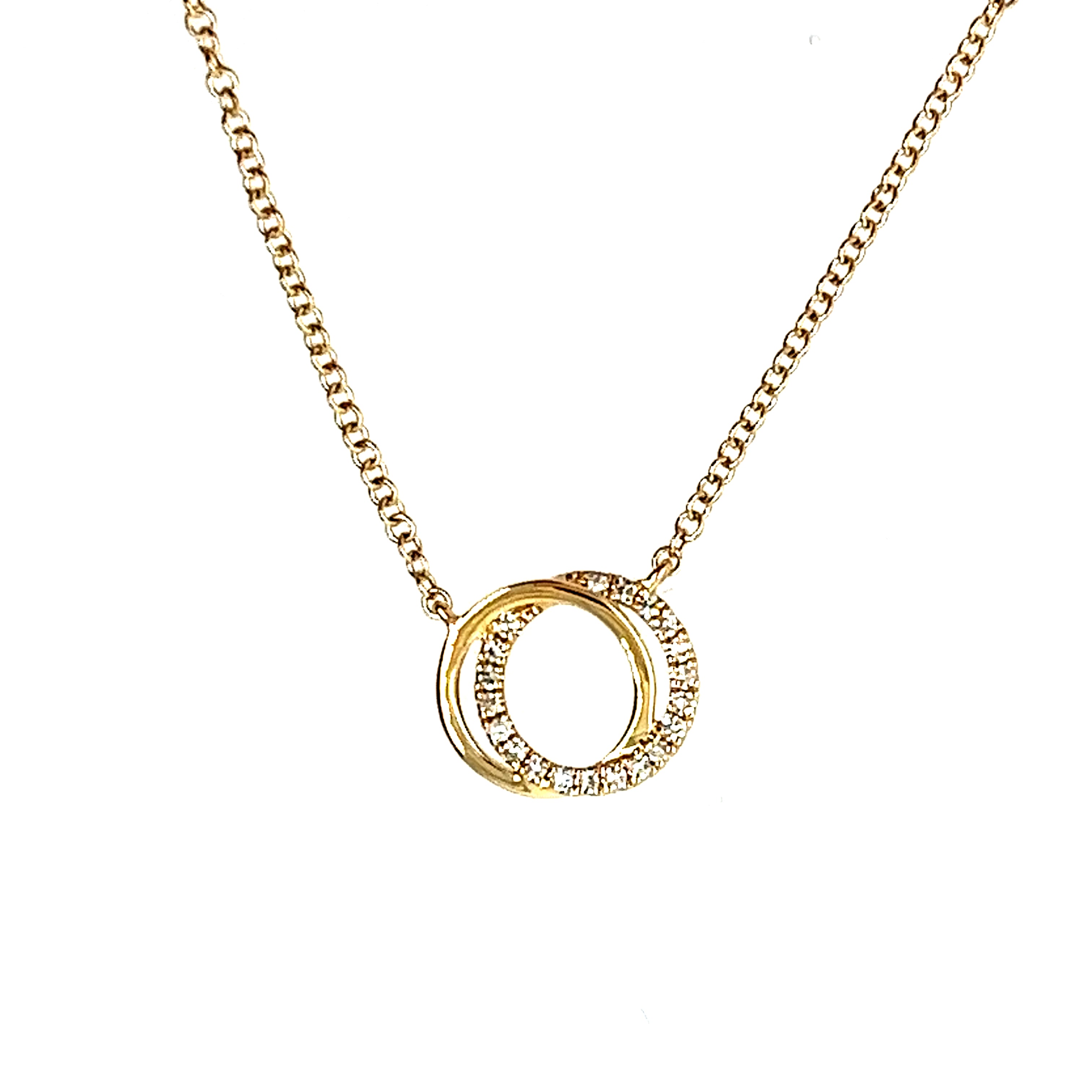 14K Yellow Gold Circle Diamond Necklace