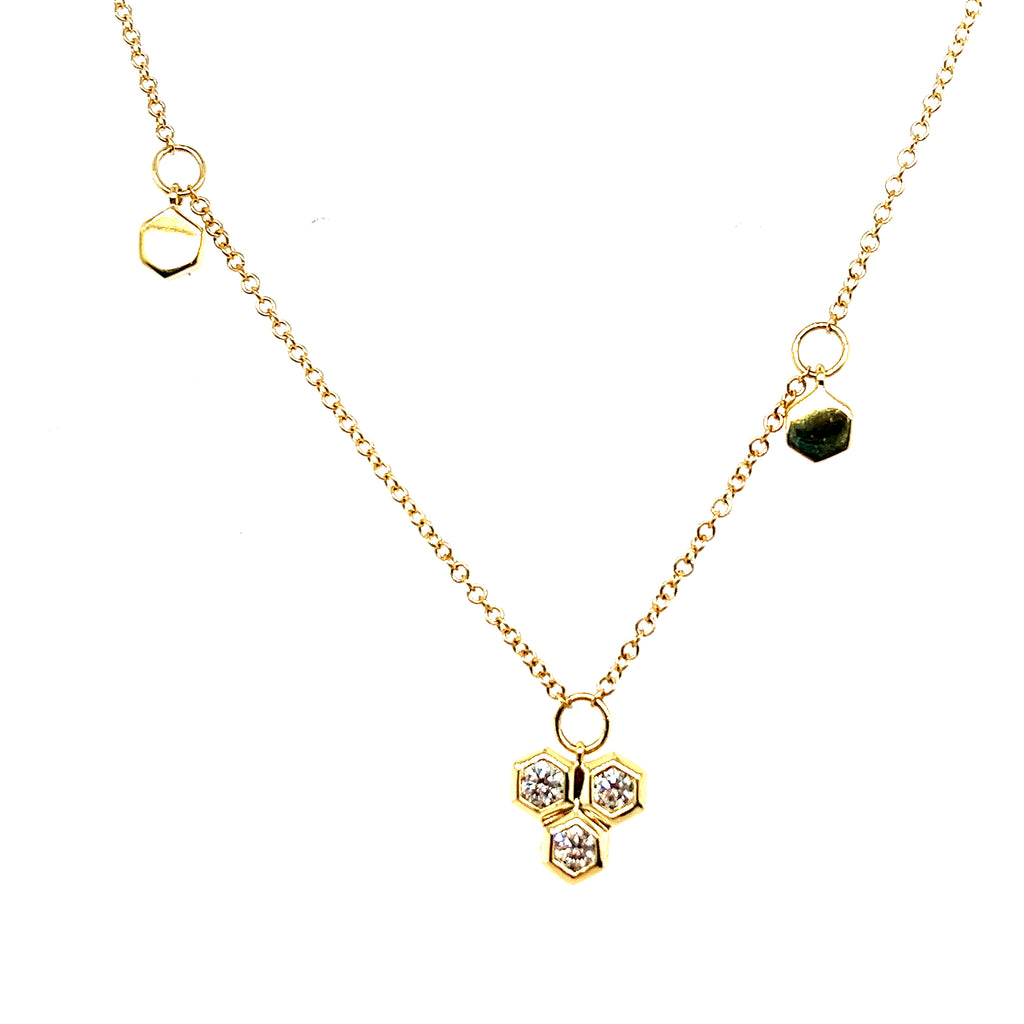 14K Yellow Gold Drop Diamond Pendant