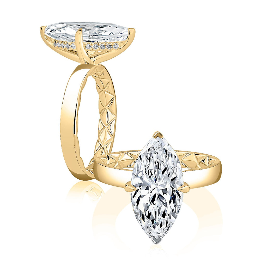 14K Yellow Gold Semi Mount Semi-Mount 
*center stone not included