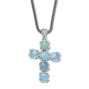 Sterling Silver Opals Pendant
