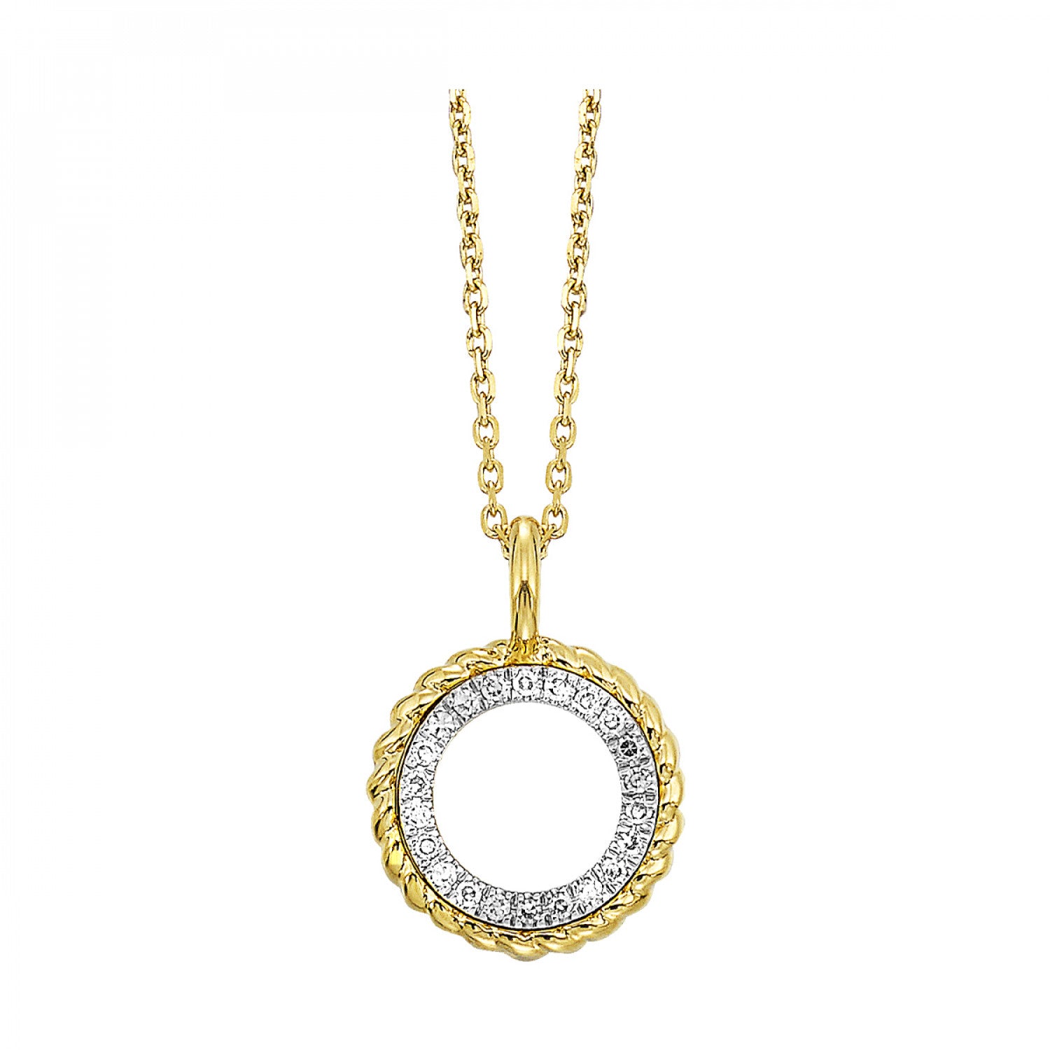 14K Yellow Gold Circle Diamond Pendant