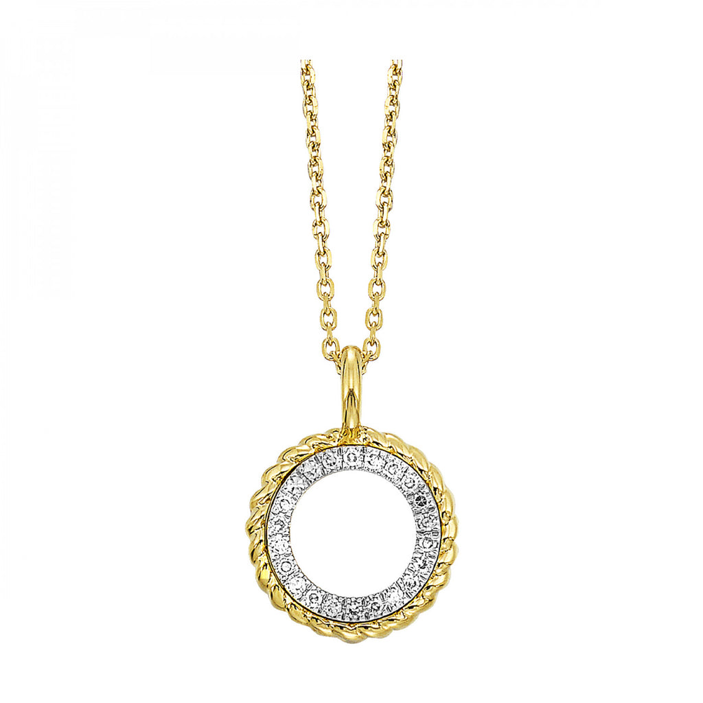 14K Yellow Gold Circle Diamond Pendant