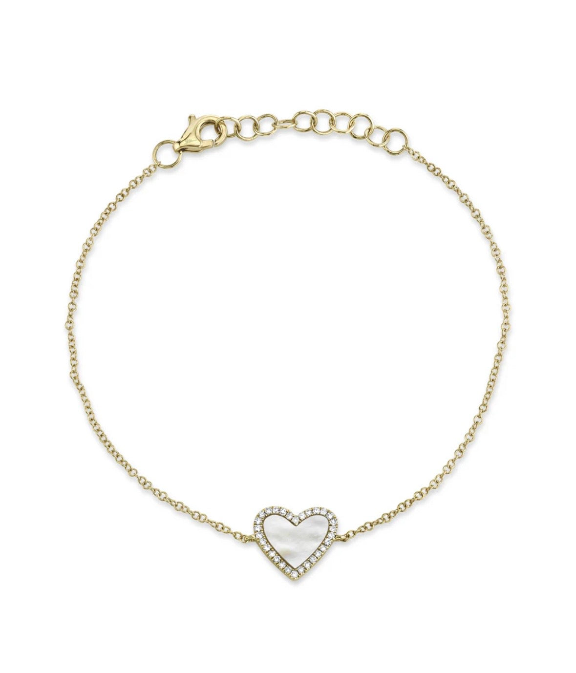 14 Karat Diamond Heart Bracelet - Shy Creation