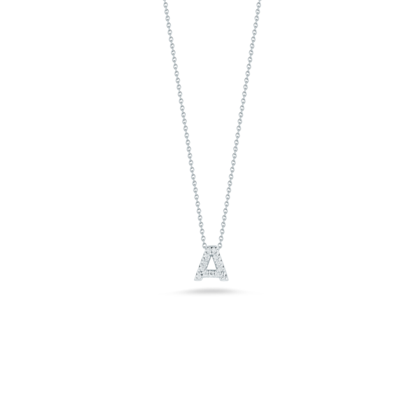 18k White Gold Letter A Diamond Pendant