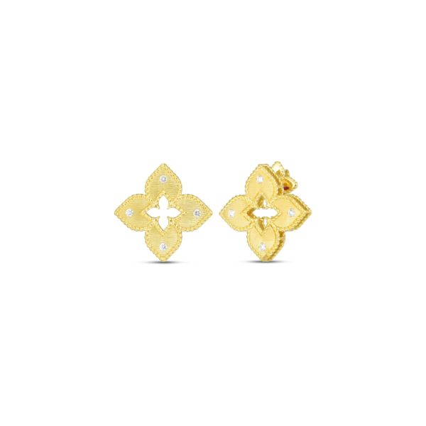 18K Yellow Gold Button Diamond Earrings
