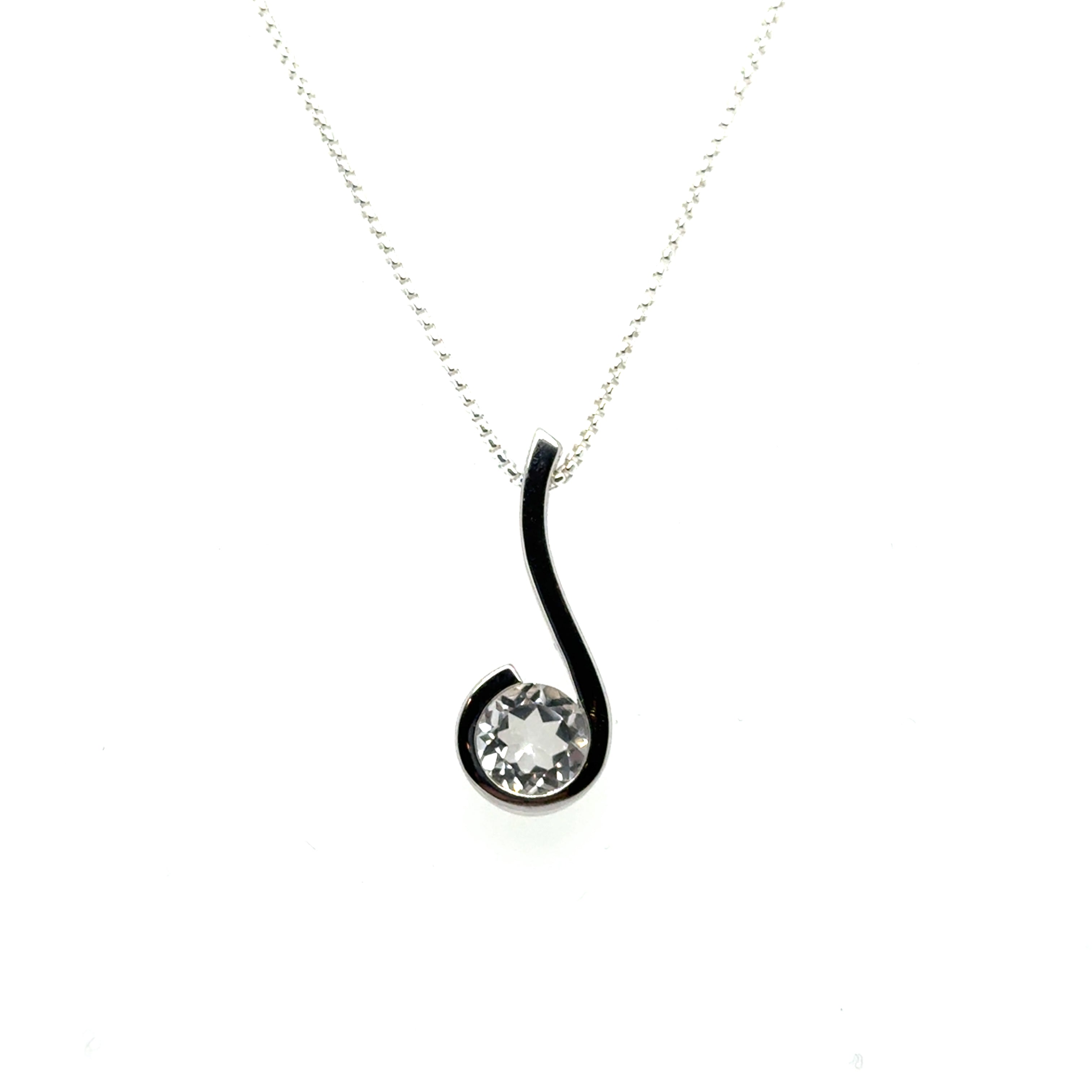 Sterling Silver White Topaz Pendant