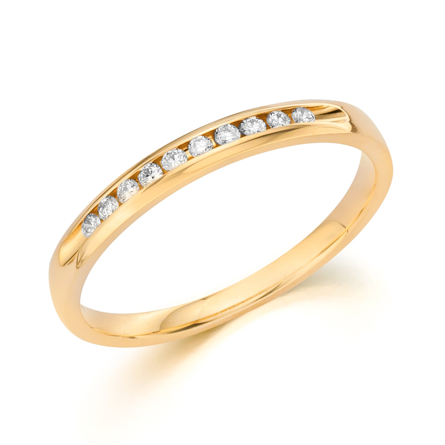 14K Yellow Gold Channel Set Diamond Anniversary Ring