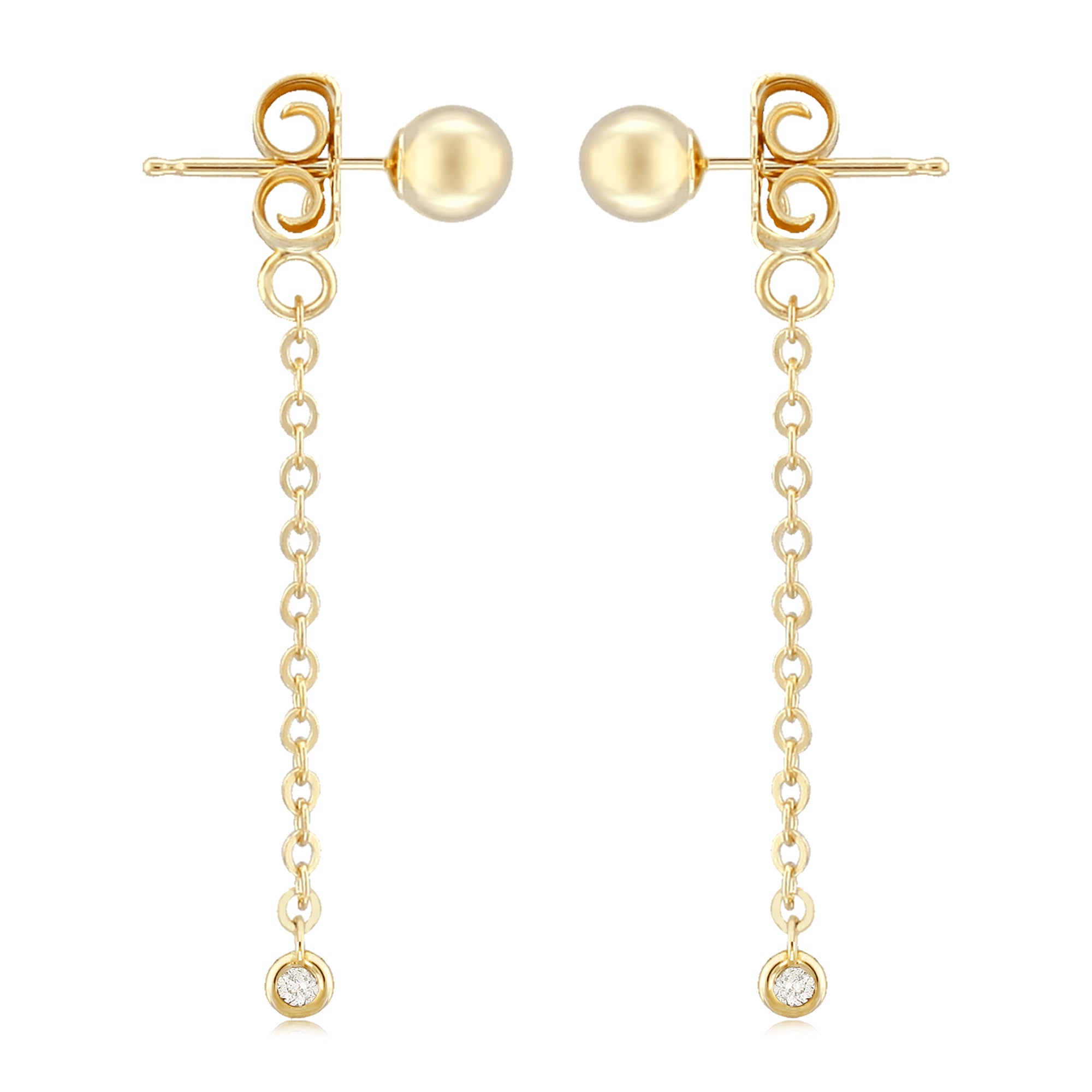 14K Yellow Gold Dangle Diamond Earrings