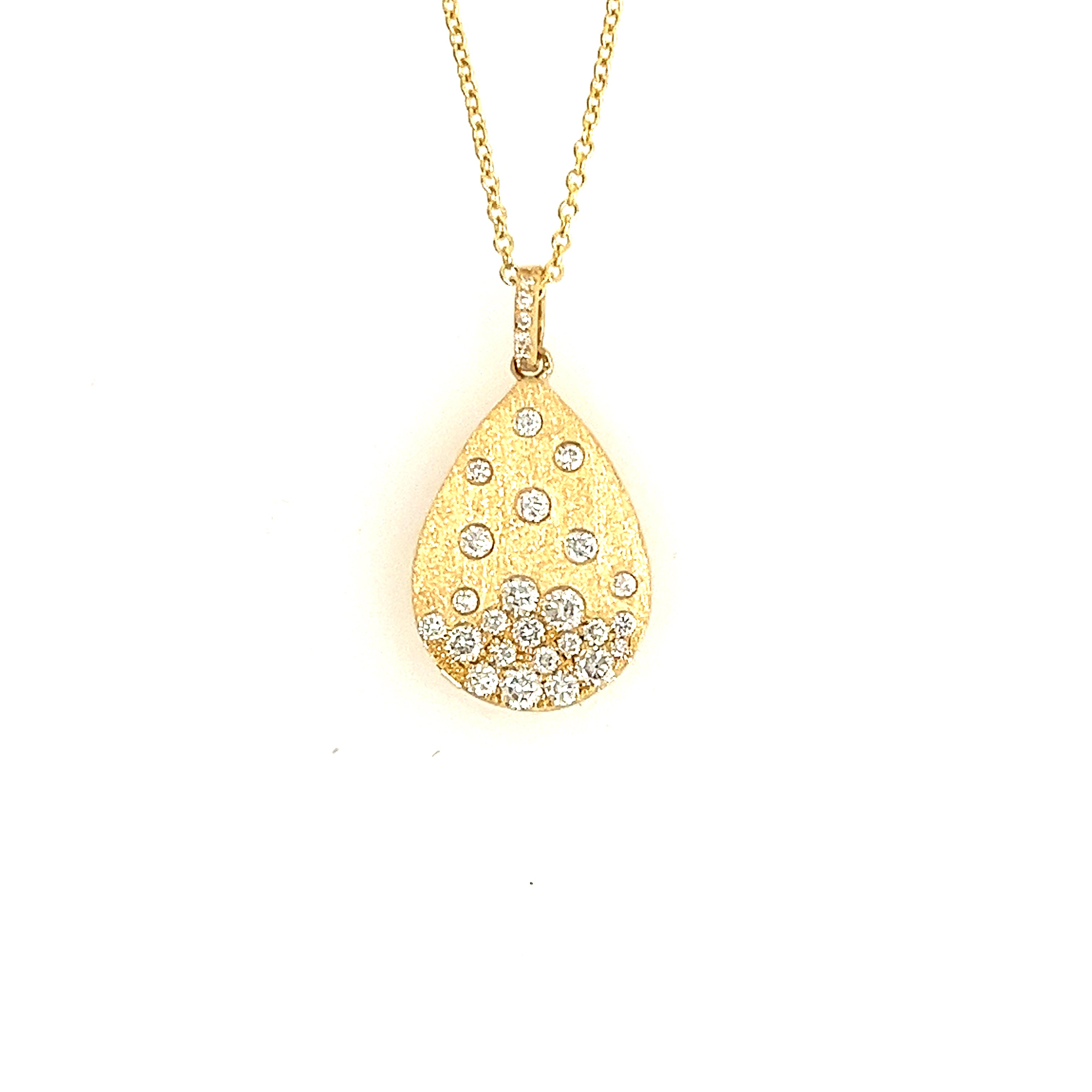 14K Yellow Gold Drop Diamond Pendant - Dilamani