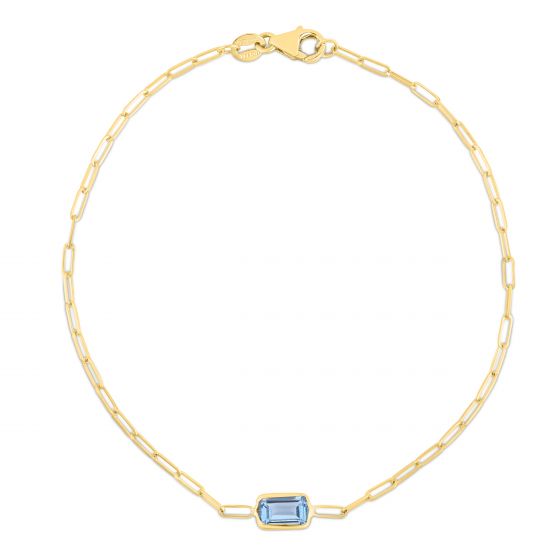 14K Yellow Gold Blue Topaz Bracelet