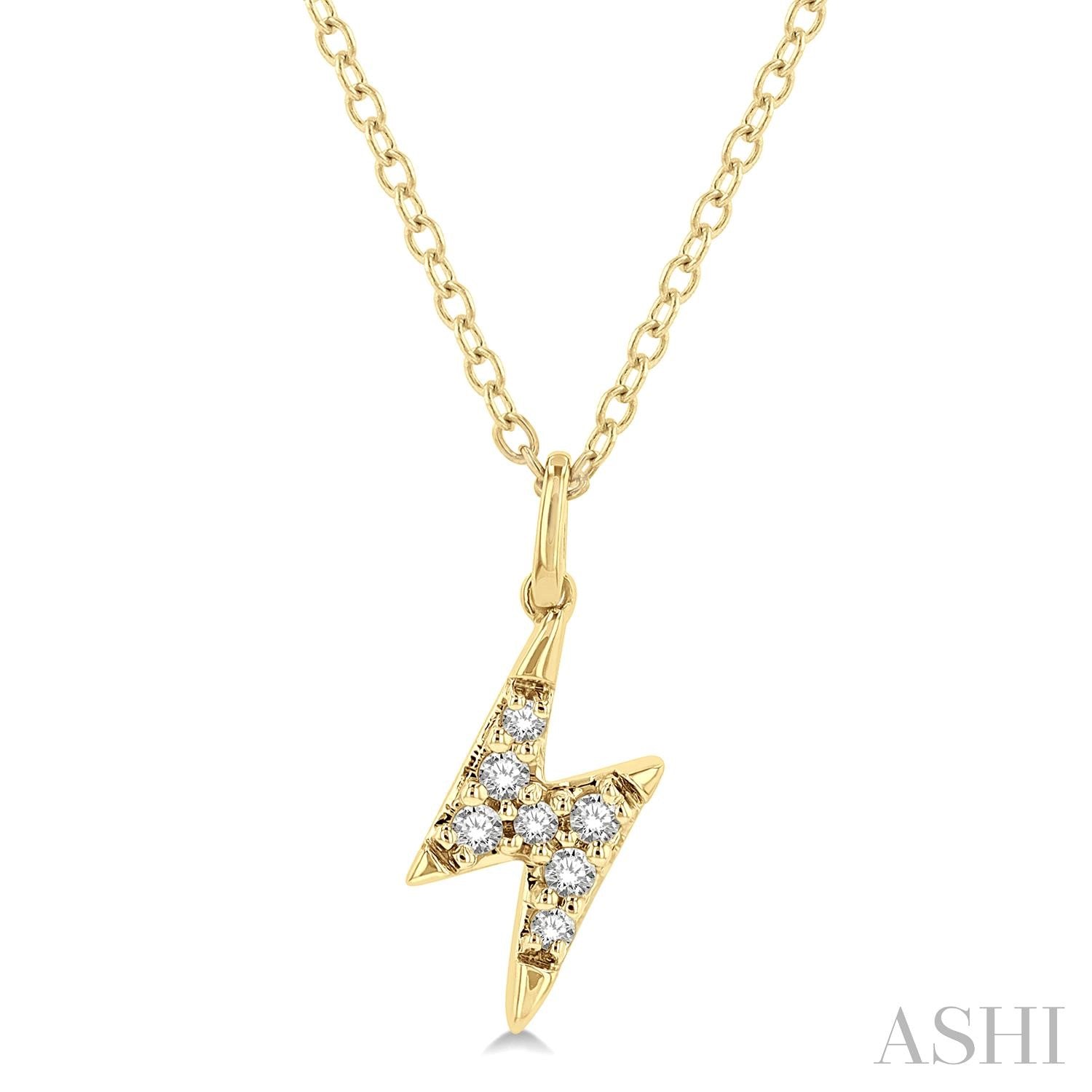 10K Yellow Gold Bolt Diamond Pendant