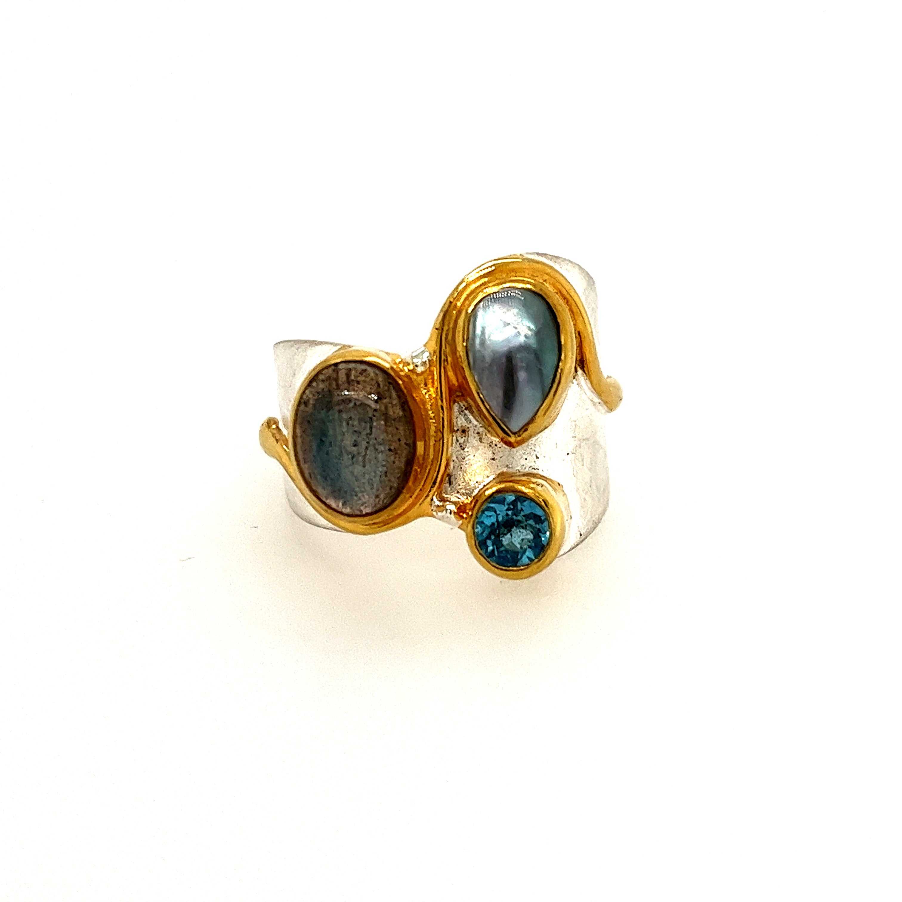 Sterling Silver And Vermeil Blue Topaz Ring