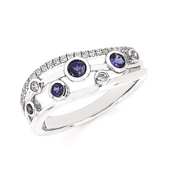 14k White Gold Sapphires Ring