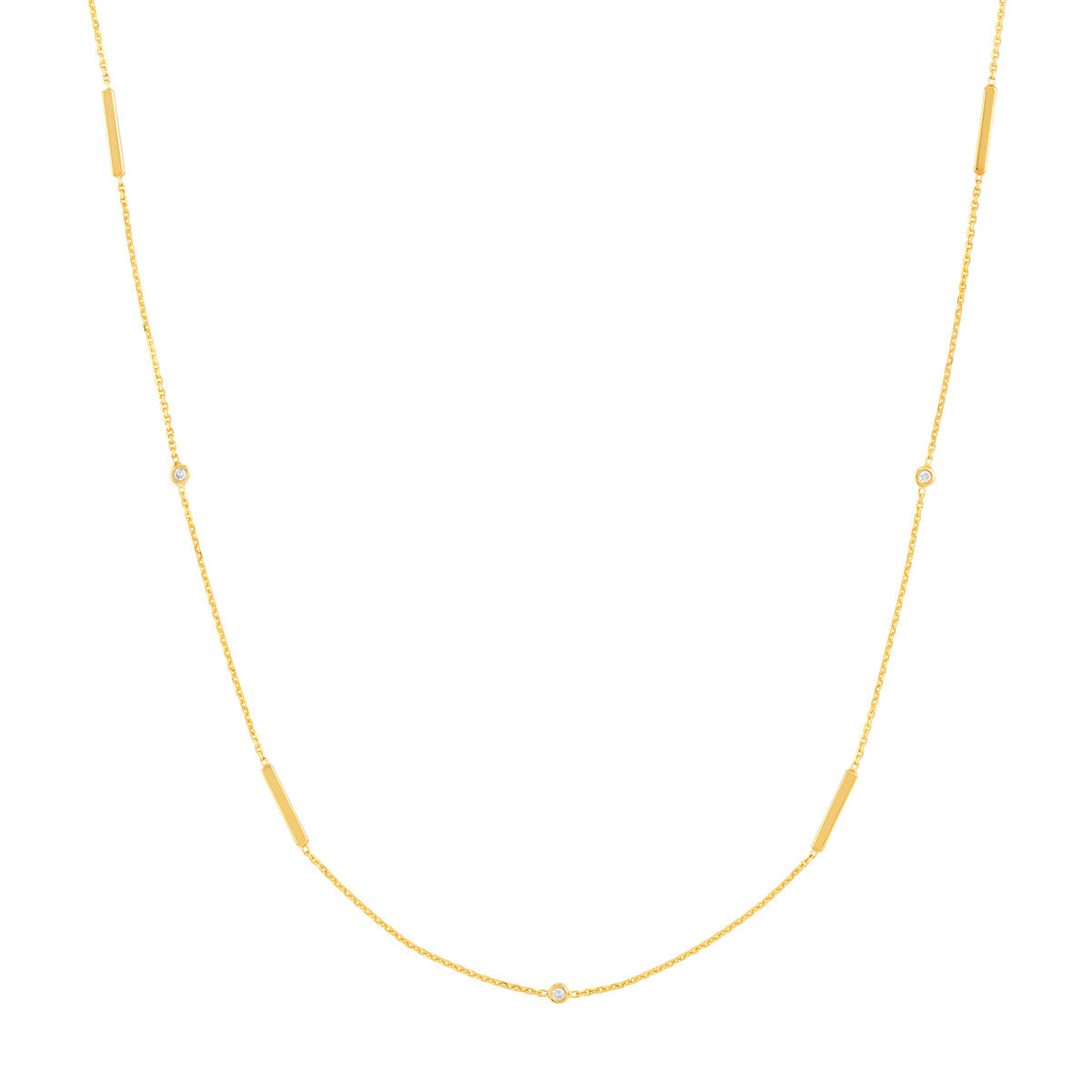 14K Yellow Gold Station Diamond Pendant
