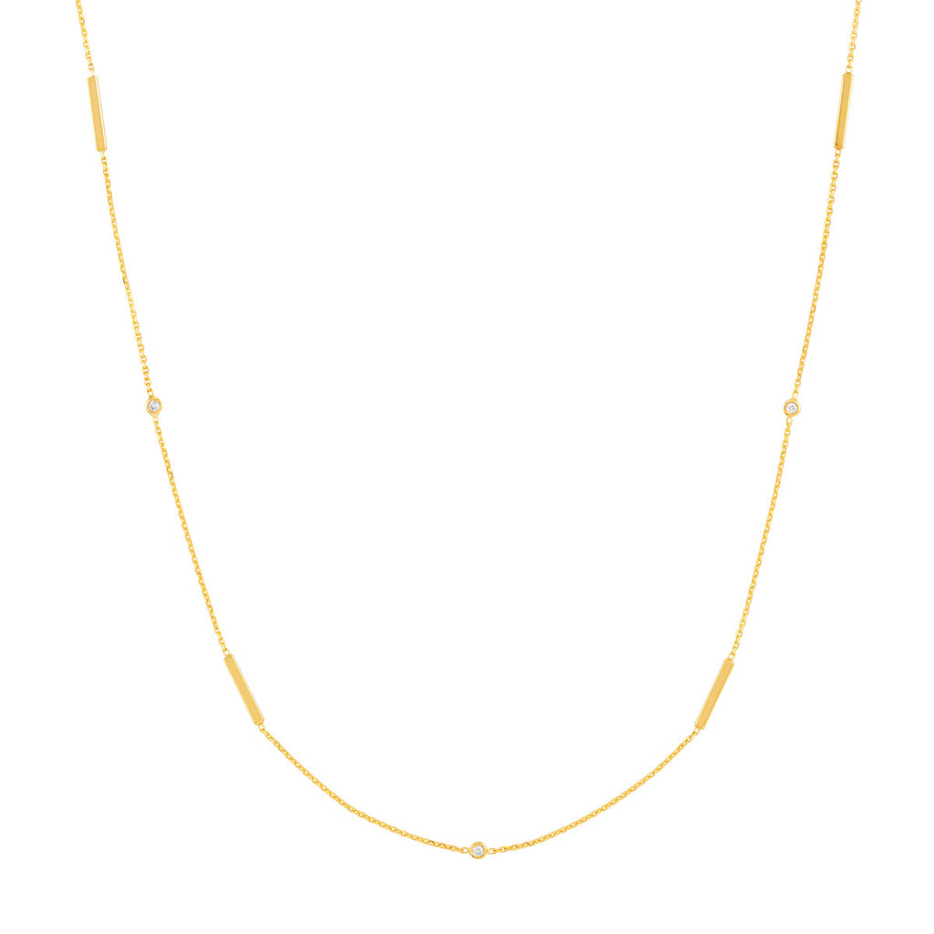 14K Yellow Gold Station Diamond Pendant