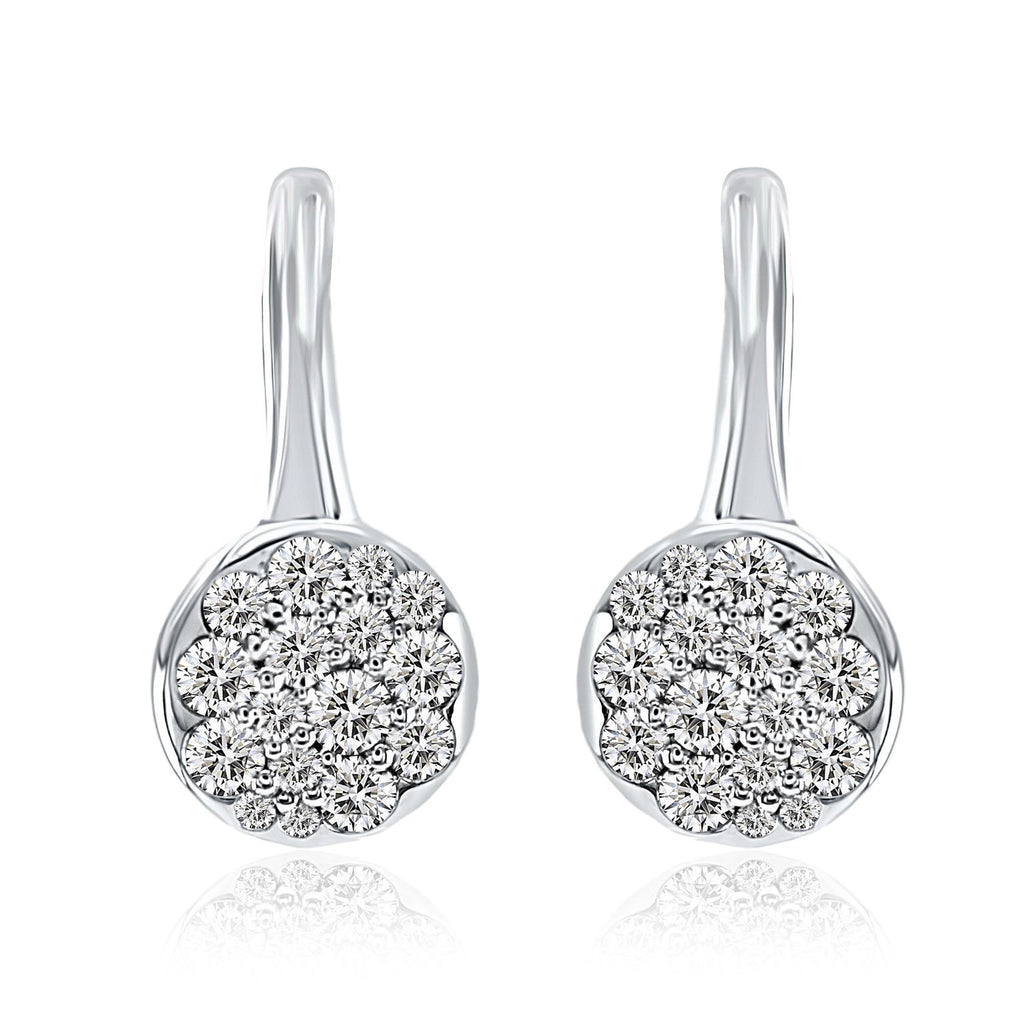 18k White Gold Dangle Diamond Earrings