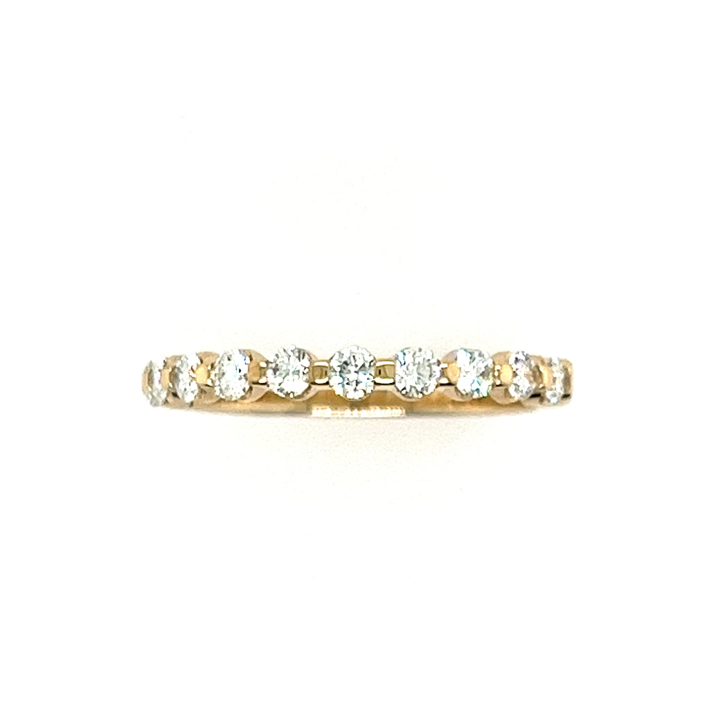 14K Yellow Gold Shared Prong Diamond Wedding Band