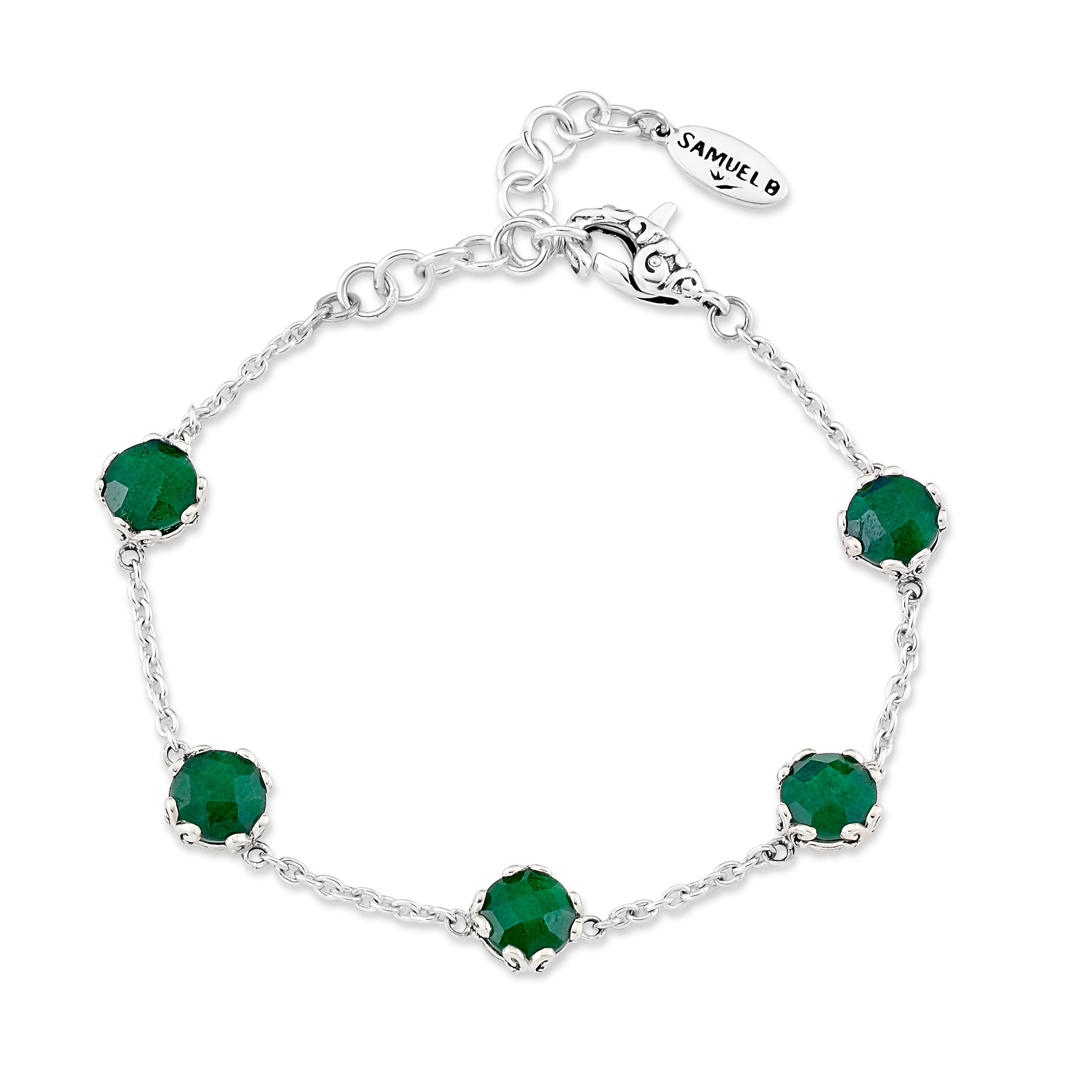 Sterling Silver Emeralds Bracelet
