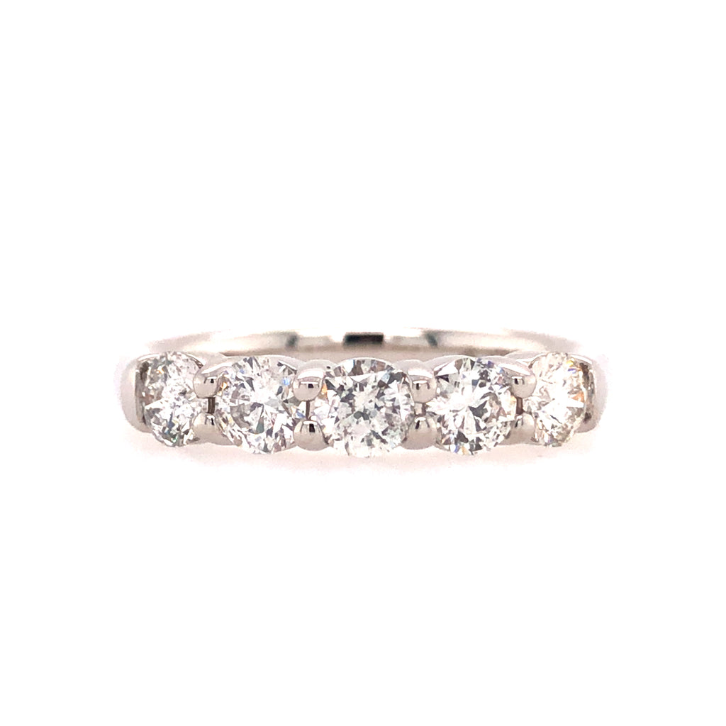 14k White Gold Five Stone Lakeshore Diamond Ring